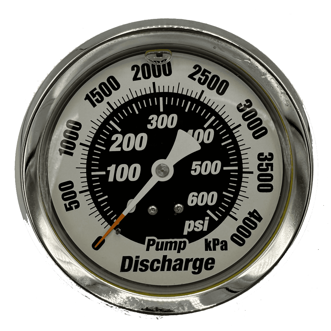 4" Innovative Controls Pressure Gauge, Pump Discharge, 0-600 PSI-KPA, Dual Read, PSI/KPA
