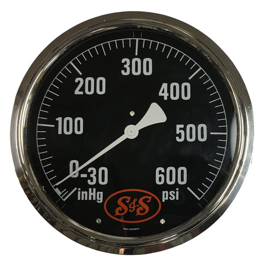 Pressure Gauge; -30"-0-600 psi, S&S
