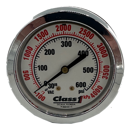 2.5" Class 1 Fire Service Pressure Gauge Dual Read, -30 to 600 PSI/KPA, 91525974