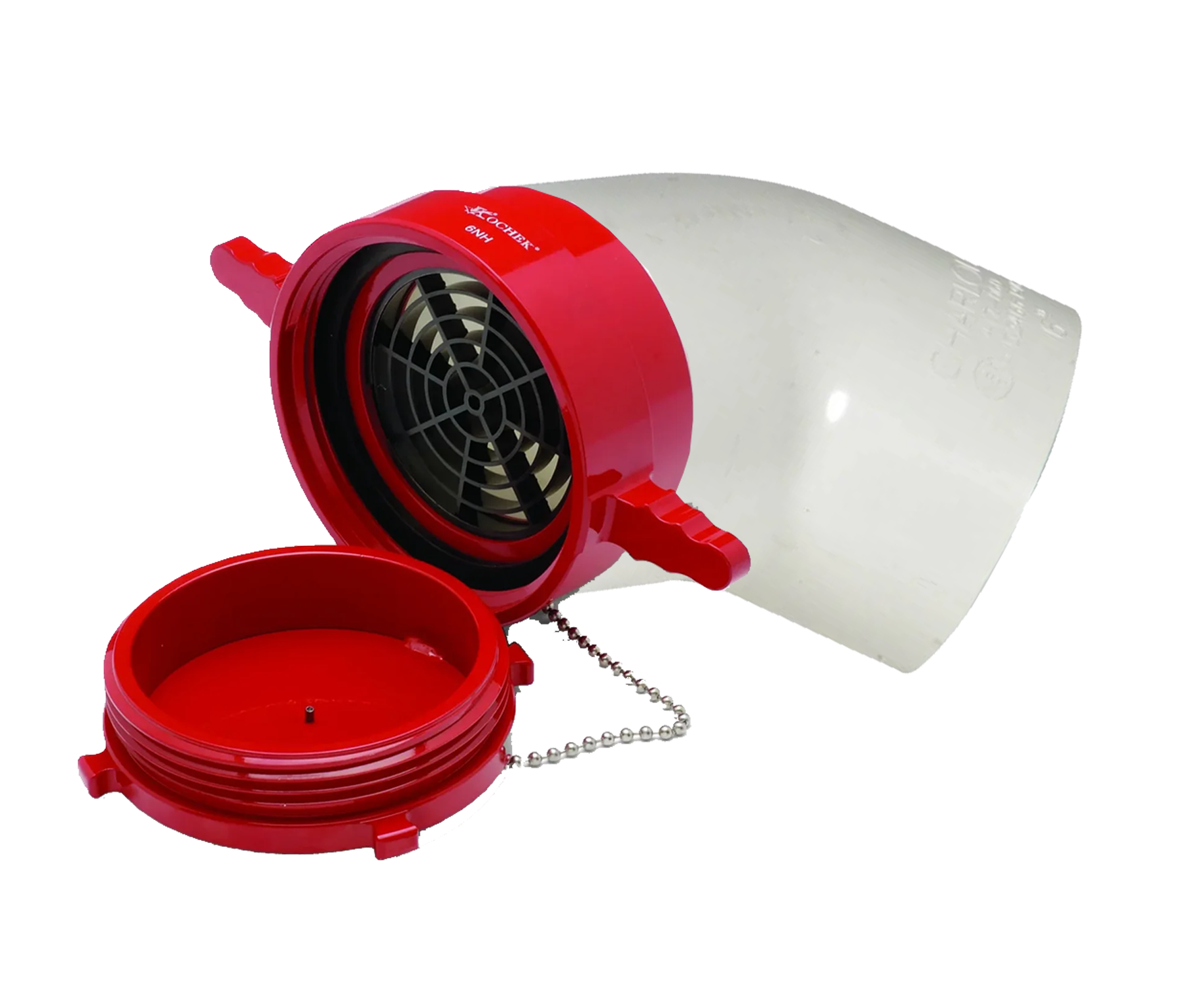 DHF 6" PVC Female Dry Hydrant Adapter W/ Plug & 45 Degree PVC Elbow