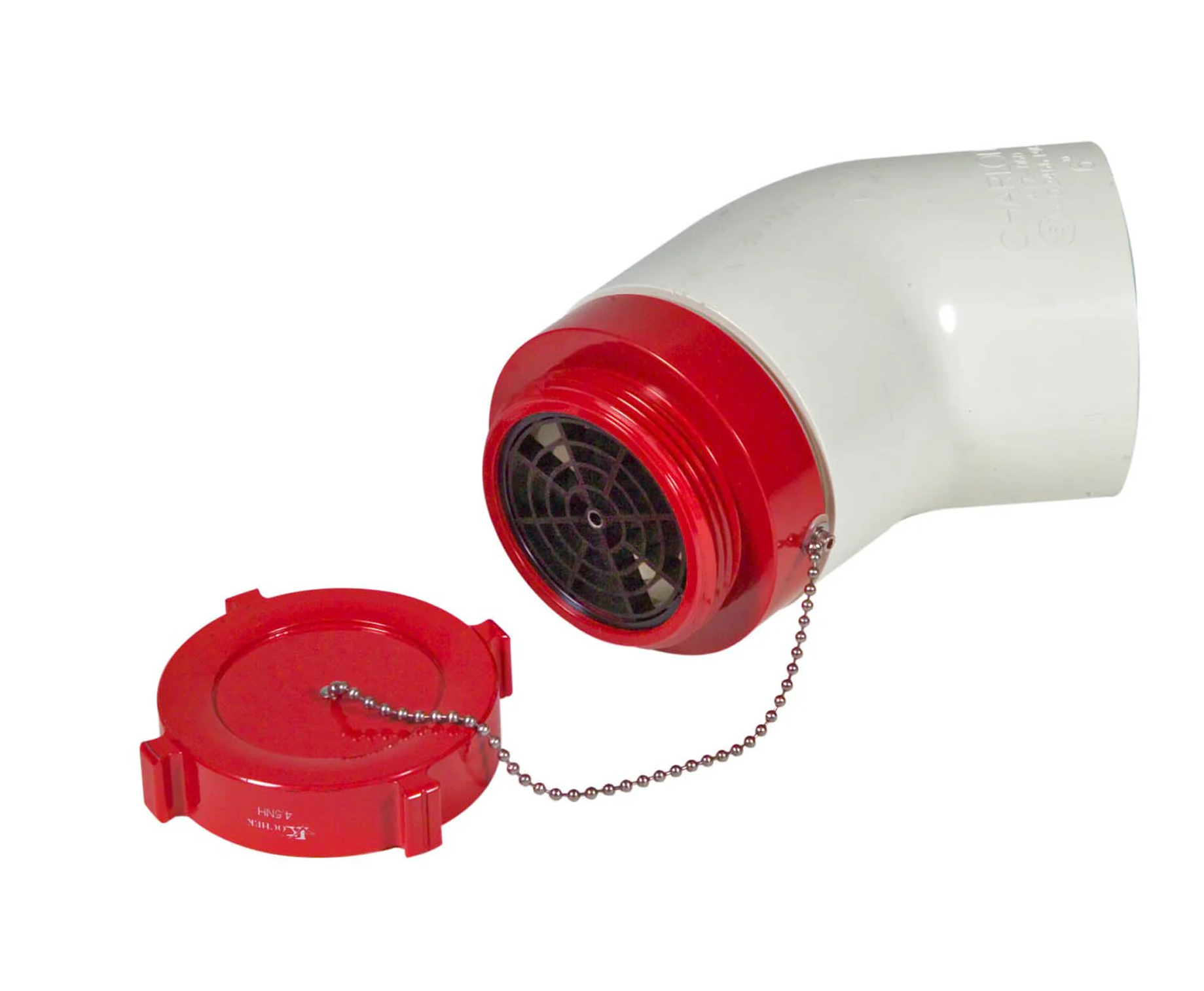 DHM 6" PVC Male Dry Hydrant W/ Cap & 45 Degree PVC Elbow