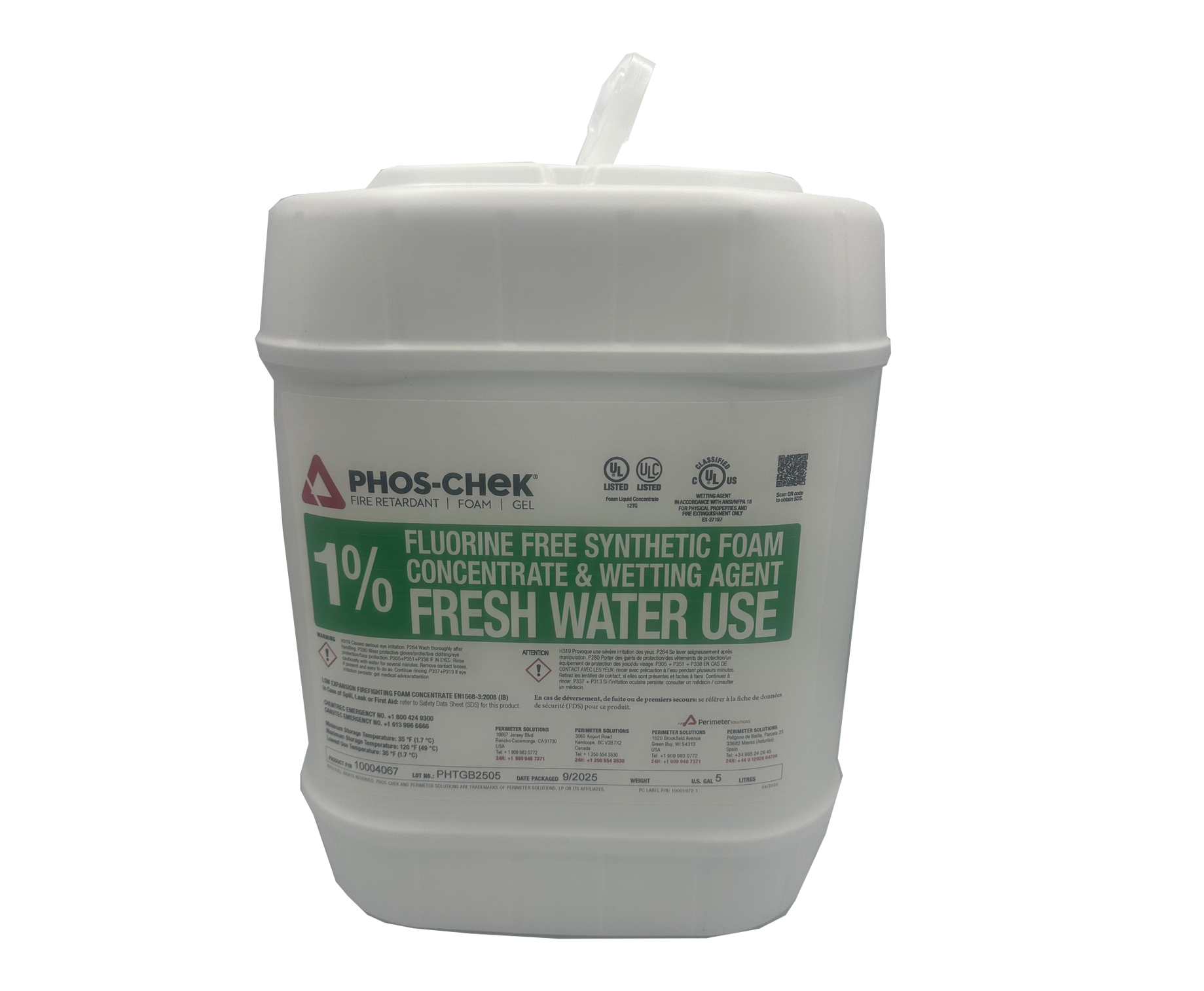 Phos-Chek® 1% Fluorine Free Class A/B Foam, 5 Gal Pail, 10004067